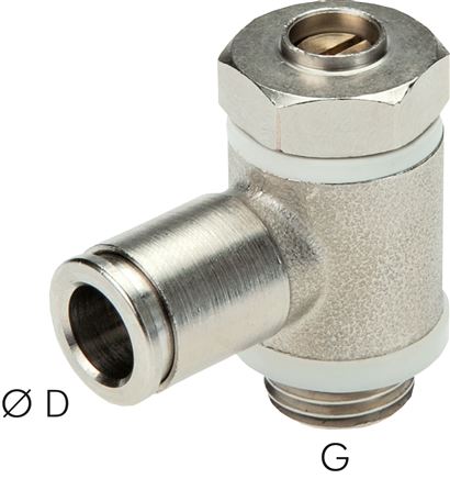 Winkel-Drosselrückschlagventil M 5-4mm,abluftregelnd (Standard), Messing, Eco