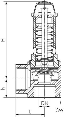 TÜV-Ecksicherheitsventil G 1/2" (IG), 3,5 bar Standard