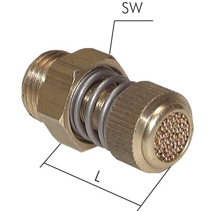 Drosselschalldämpfer G 1/8", Messing, Rändelschraube