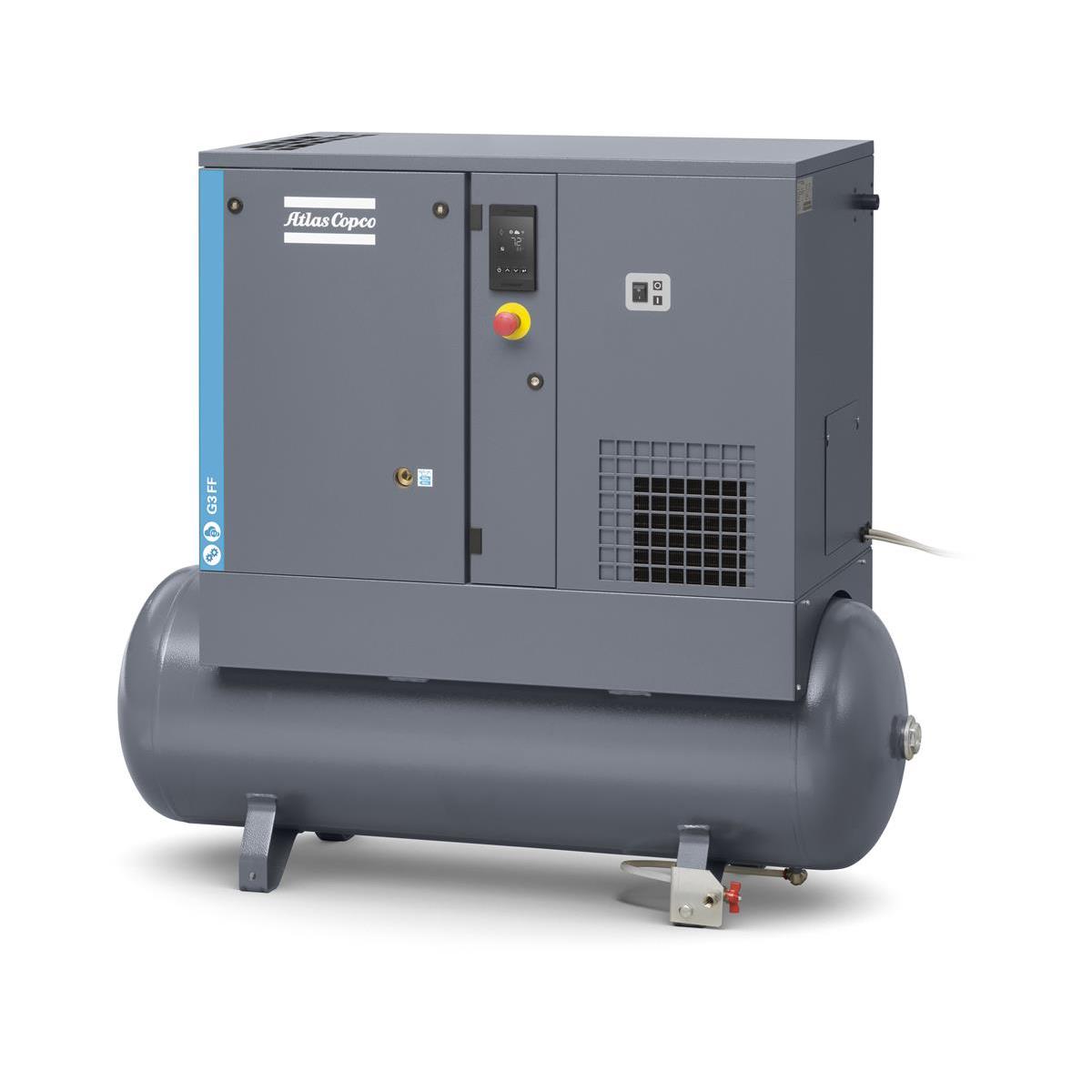 Atlas Copco Schraubenkompressor G 3 FF - 10 bar inkl. Kältetrockner und Behälter