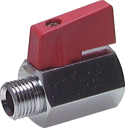 Messing-Minikugelhahn G 1/8" Innengewinde / Außengewinde, PN 15, Knebelgriff