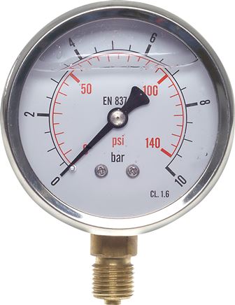 Glycerin-Manometer senkrecht (CrNi/Ms), 63mm, 0 - 2,5 bar -Eco-Line