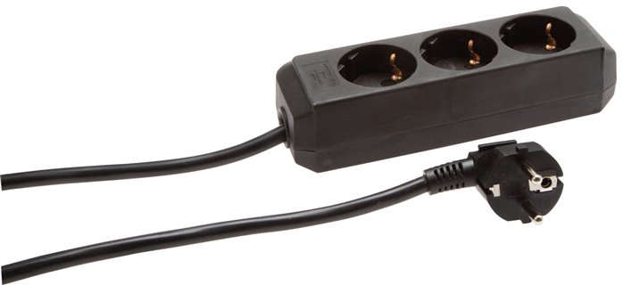 Steckdosenleiste (innen), schwarz, Standard ohne Schalter, 6x Schuko (Steckdose)