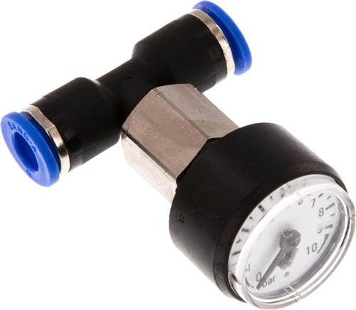 Manometer 0 - 10bar, 6mm Schlauch, IQS-Standard