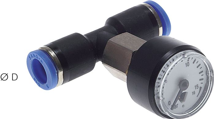 Manometer 0 - 16bar, 4mm Schlauch, IQS-Standard