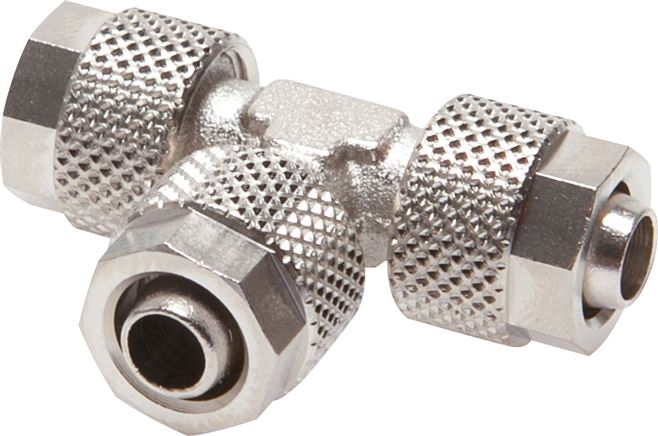 T-Verschraubung 6x4 / 6x4mm, Messing vernickelt