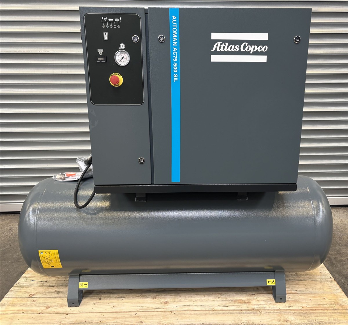 ESPOSITORE Compressore a pistoni Atlas Copco Automan AC75-11 bar SIL TM500 Y 400/3 incluso serbatoio 500 L
