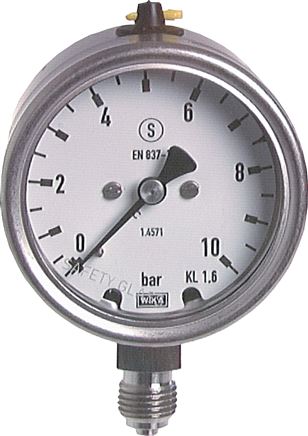Sicherheits-Manometer senkrecht, 63mm, 0 - 16 bar