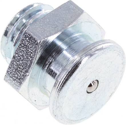 Flachschmiernippel 16 mm, M 12x1,5, Stahl verzinkt
