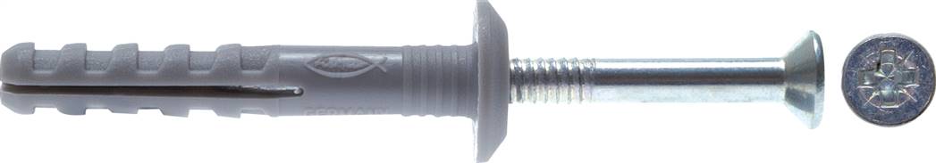 FISCHER Nageldübel 5x30, 100er Pack, mit flachem Rand (Pilzkopf 9 mm)