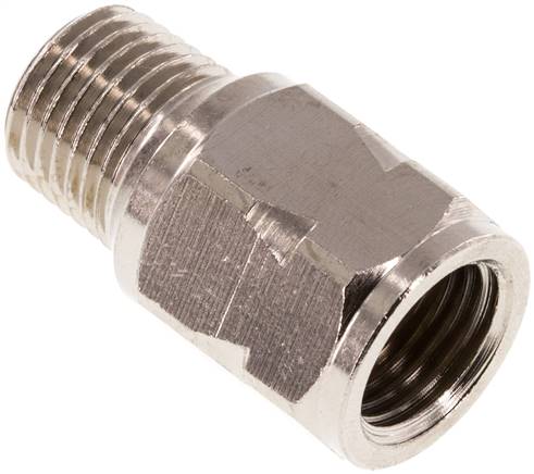 Mini-Rückschlagventil R/Rp 1/4" (AG/IG), Messing vernickelt, ohne Feder