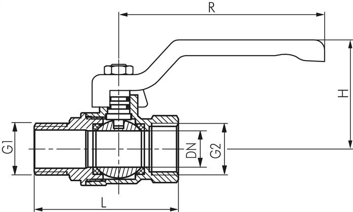 Messing-Kugelhahn, Eco-Line, R 3/8" / Rp 3/8", 0 bis 25bar -Eco-Line
