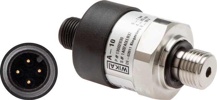 Druckmessumformer 0 bis 1 bar (0,5% BFSL), G 1/4" AG, 0-10V, Edelstahl, M12-Steckverbinder