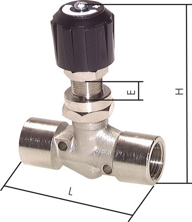 Nadel-Absperrventil, Messing vernickelt, G 1/4", PN 18