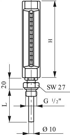 Maschinenthermometer (200mm) senkrecht/-30 bis +50°C/100mm
