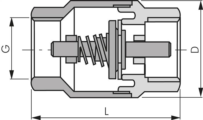 Rückschlagventil, G 1/4", PN 10, Messing vernickelt