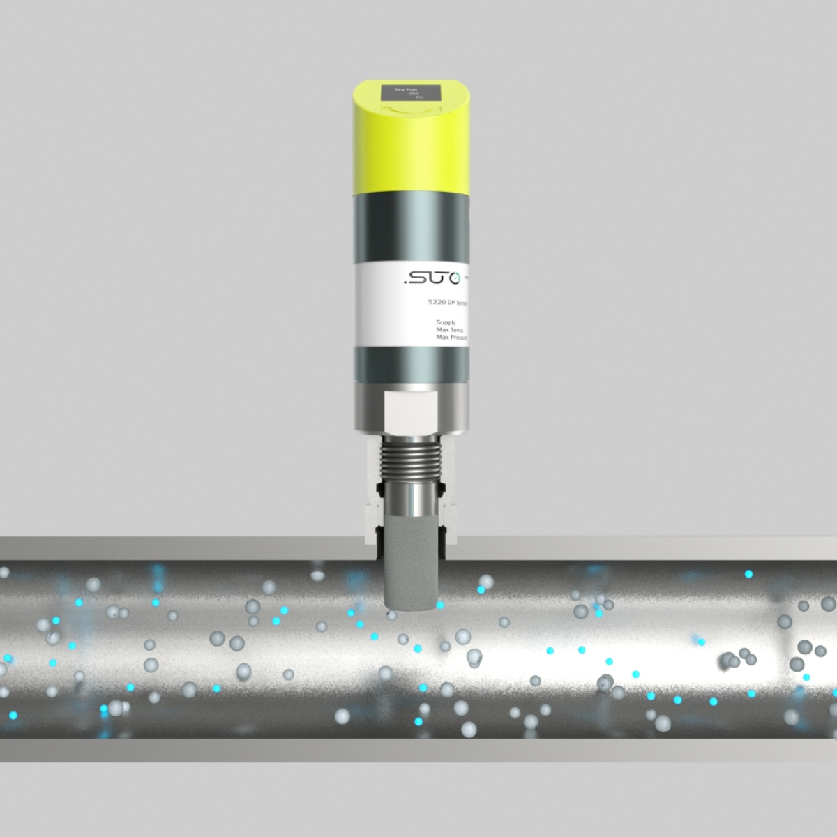 S220 Taupunktsensor für Druckluft und Gase, -100…+20 °C Td, Drucksensor 16 bar, OLED-Display