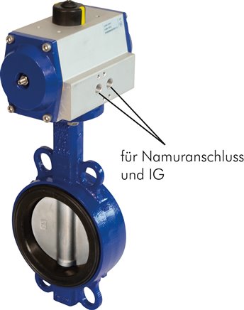 Pneum. Klappe DN80-PN16 (DIN/EN) GGG40/Edelstahl/EPDM, doppeltwirkend