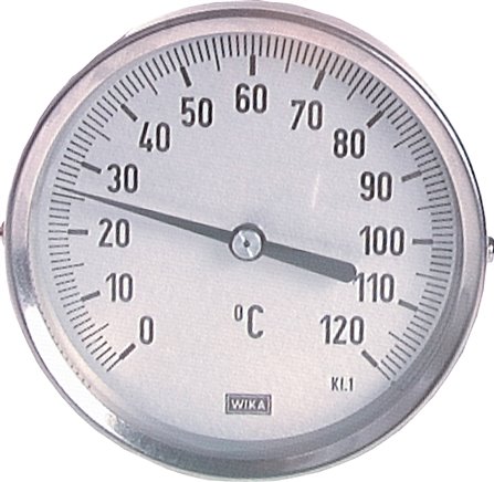 Bimetallthermometer, waagerecht D63/0 bis +80°C/63mm, Edelstahl