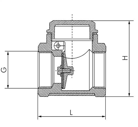 Rückschlagklappe G 1-1/2", PN 10, Messing, metallisch dichtend