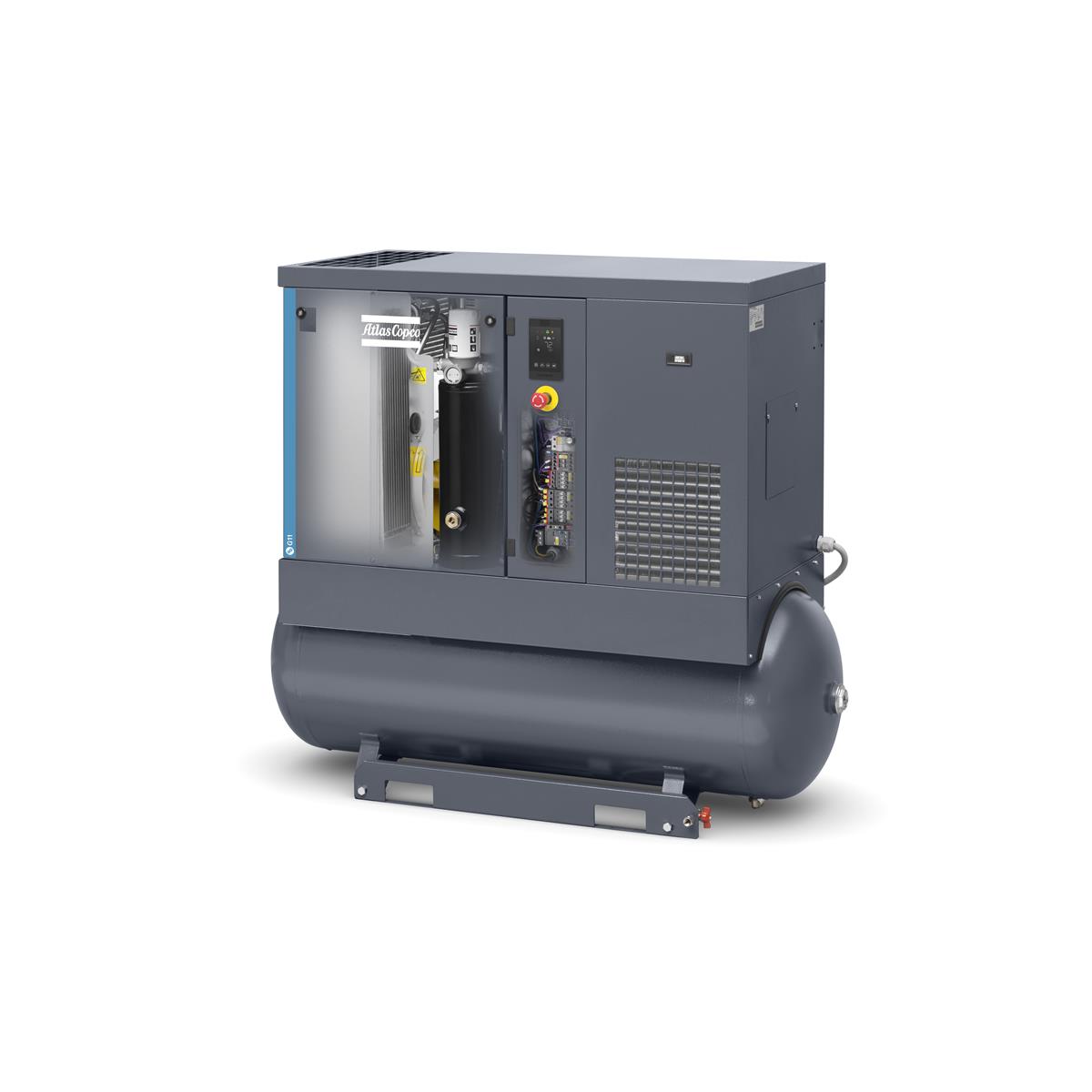 Atlas Copco Schraubenkompressor G 11 FF - 10 bar inkl. Kältetrockner und Behälter, 3ph+N