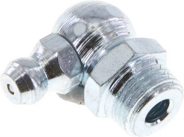 90° Kegelschmiernippel, R 1/8", Stahl verzinkt (6-kant)