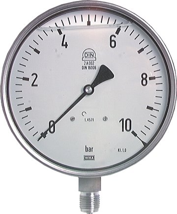 Gly.-Sicherheits-Manometer senkrecht,160mm, -1 bis 5 bar