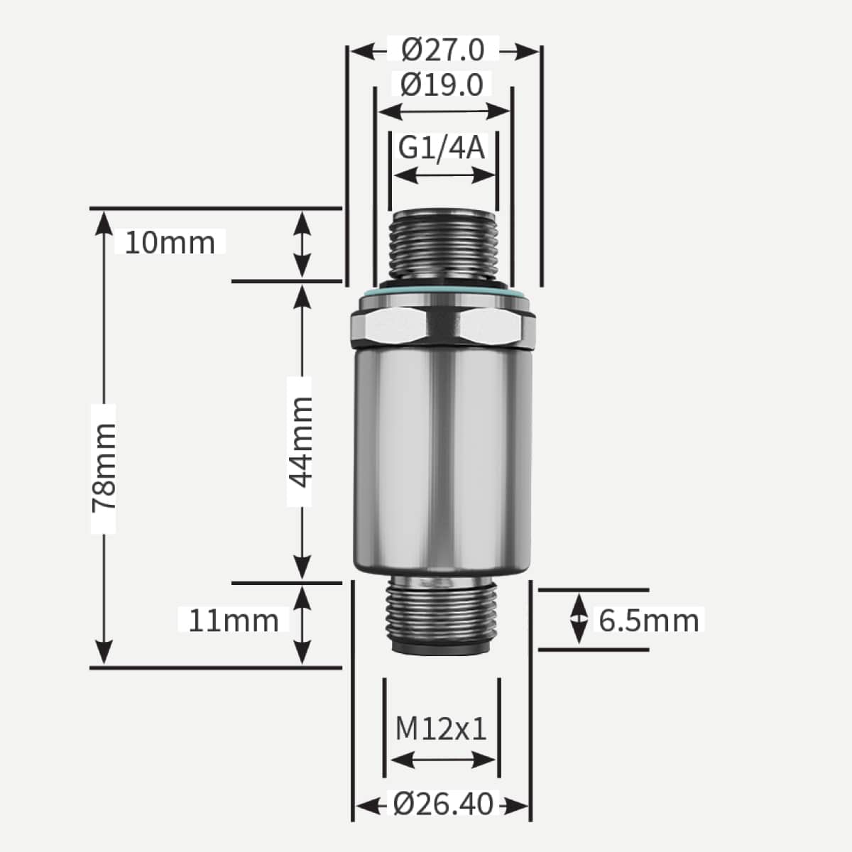 S010 Drucktransmitter 0-1,6 bar (abs.), 4-20 mA (2-Leiter), G1/4", M12
