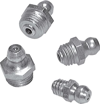 Gerader Kegelschmiernippel, R 1/8", Stahl verzinkt