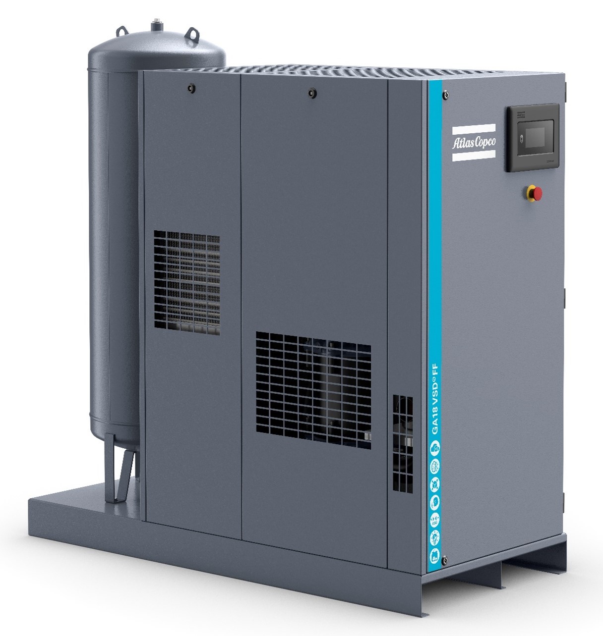 Atlas Copco Schraubenkompressor GA 11 VSDs FF TM MEAC Öl -& Druckluftbehälter & Kältetrockner AD2000