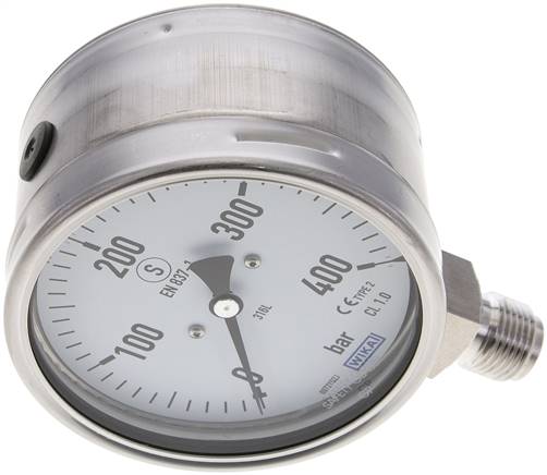 Sicherheits-Manometer senkrecht, 100mm, 0 - 400 bar