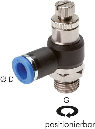 Winkel-Drosselrückschlagventil G 1/4"-8mm,abluftregelnd (Standard)