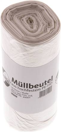Müllsack, 20 ltr, transparent, 50er, HD-PE, 7µm
