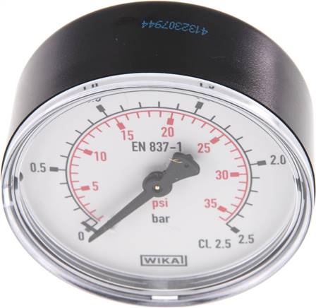 Manometer waagerecht (KU/Ms), 63mm, 0 - 2,5 bar, G 1/4"