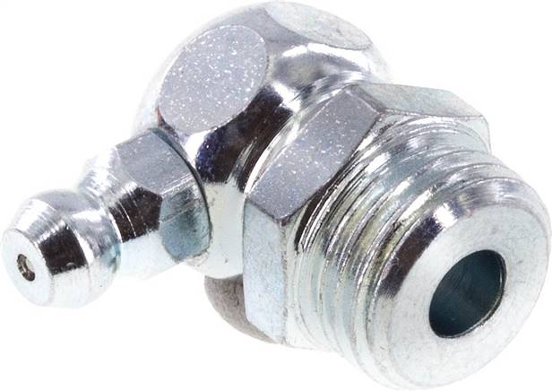 90° Kegelschmiernippel, R 1/4", Stahl verzinkt (6-kant)