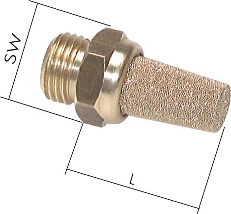 Schalldämpfer G 1/2", Sinterbronze, Messinggewinde